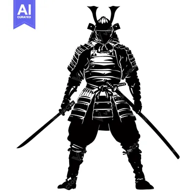 Premium design asset: Silhouette of a Samurai Warrior with Two Swords