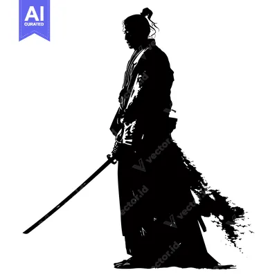 Premium design asset: Silhouette of a Samurai with a Katana Sword