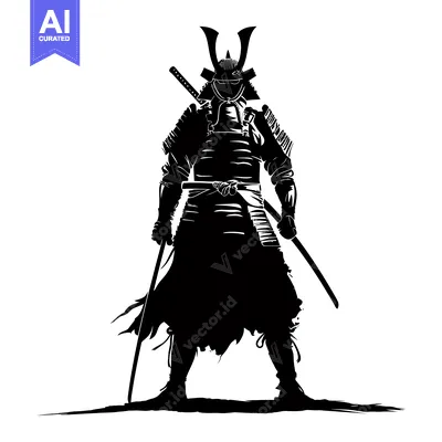 Premium design asset: A Silhouette of a Samurai Warrior Holding a Katana