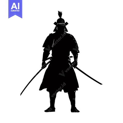 Popular premium asset: Silhouette of a Samurai Warrior Holding Two Swords