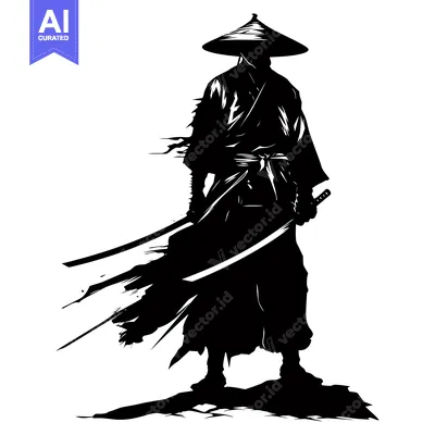Popular premium asset: Silhouette of a Samurai Warrior Holding a Katana Sword