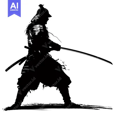 Popular premium asset: Silhouette of a Samurai Warrior Holding a Katana Sword