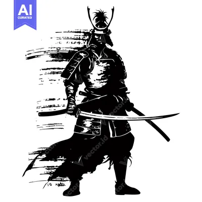 Premium design asset: A Silhouetted Samurai Warrior with a Drawn Sword