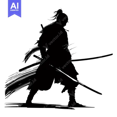 Premium design asset: Silhouette of a Samurai Warrior Holding a Sword