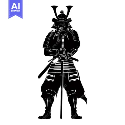 Aset desain premium: Silhouette of a Samurai Warrior with Katana