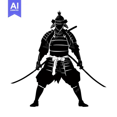 Popular premium asset: Silhouette of a Samurai Warrior Holding Two Swords