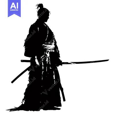 Popular premium asset: Silhouette of a Samurai Warrior Holding a Katana Sword