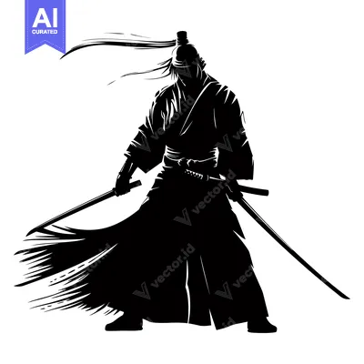 Popular premium asset: Silhouette of a Samurai Warrior Holding Two Swords