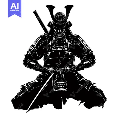 A Silhouetted Samurai Warrior in Full Armor, Holding a Katana Sword