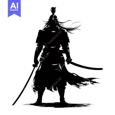 Premium design asset: Silhouette of a Samurai Warrior with a Sword