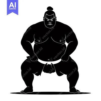 Popular premium asset: Silhouette of a Sumo Wrestler in a Fighting Stance