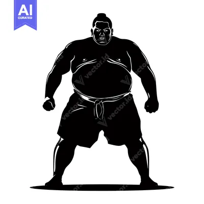 Popular premium asset: Silhouette of a Sumo Wrestler Standing in a Fighting Pose