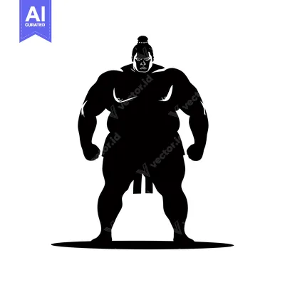 Silhouette of a Sumo Wrestler with a Serious Expression