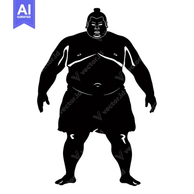 Aset premium populer: Black and White Silhouette of a Sumo Wrestler