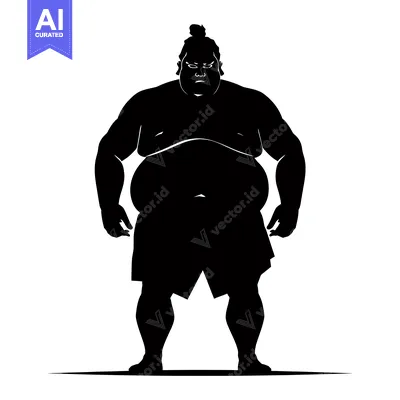 Popular premium asset: Black and White Silhouette of a Sumo Wrestler