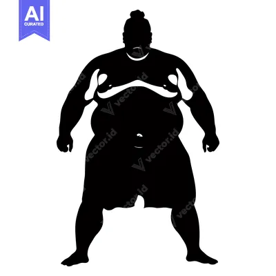 Aset premium populer: Black and White Silhouette of a Sumo Wrestler