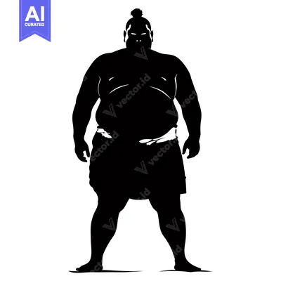 Premium design asset: Silhouette of a Sumo Wrestler Standing with Hands on Hips