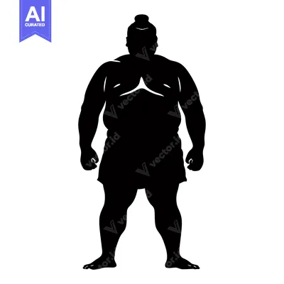 Premium design asset: Silhouette of a Sumo Wrestler Standing with His Arms at His Sides