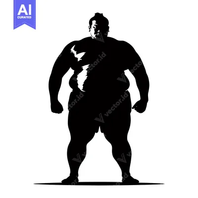 Popular premium asset: Black and White Silhouette of a Sumo Wrestler