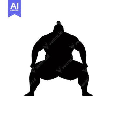Premium design asset: Silhouette of a sumo wrestler in a fighting stance