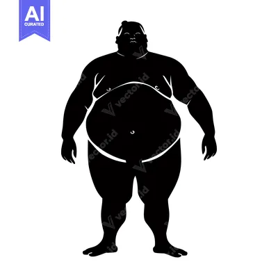 Popular premium asset: Silhouette of a Standing Overweight Man
