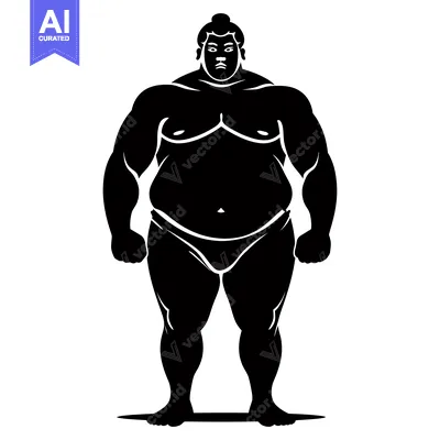 Aset premium populer: Black and White Silhouette of a Sumo Wrestler