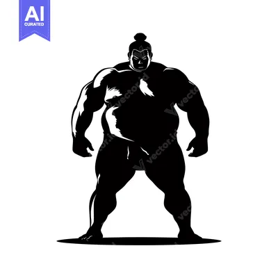 Popular premium asset: Black and White Silhouette of a Sumo Wrestler