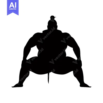 Popular premium asset: Silhouette of a Sumo Wrestler in a Fighting Stance