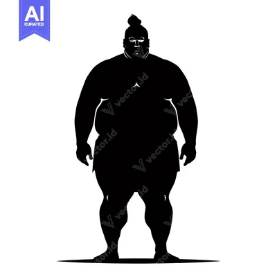 Popular premium asset: Silhouette of a Sumo Wrestler Standing with a Serious Expression