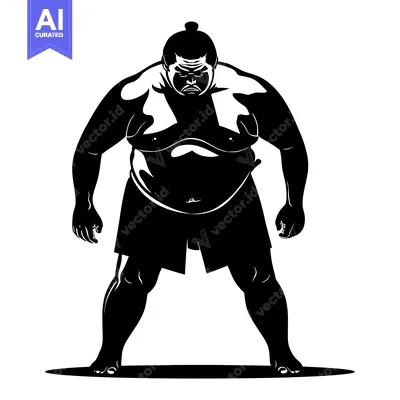 Popular premium asset: Silhouette of a Serious Sumo Wrestler in a Fighting Stance