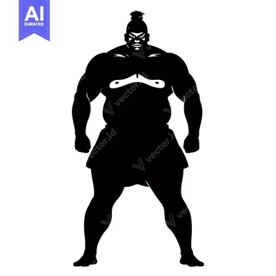 Aset premium populer: Black and White Silhouette of a Sumo Wrestler