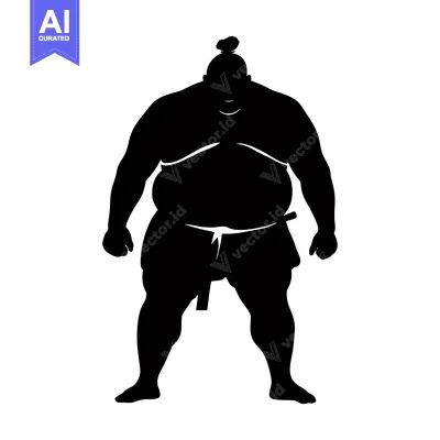 Premium design asset: Black and White Silhouette of a Sumo Wrestler