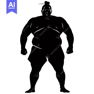 Popular premium asset: Black and White Silhouette of a Sumo Wrestler