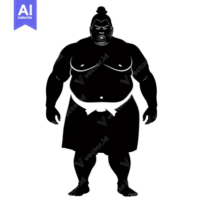 Aset desain premium: Silhouette of a Sumo Wrestler in Traditional Clothing