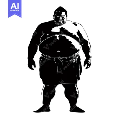 Popular premium asset: Silhouette of a Sumo Wrestler in a Fighting Stance