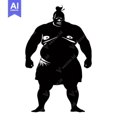 Aset premium populer: Silhouette of a Japanese Sumo Wrestler