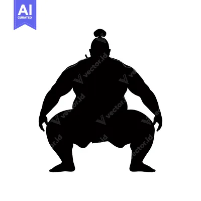 Popular premium asset: Silhouette of a Sumo Wrestler in a Fighting Stance