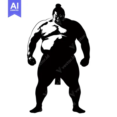 Aset premium populer: Silhouette of a Powerful Sumo Wrestler with a Serious Expression