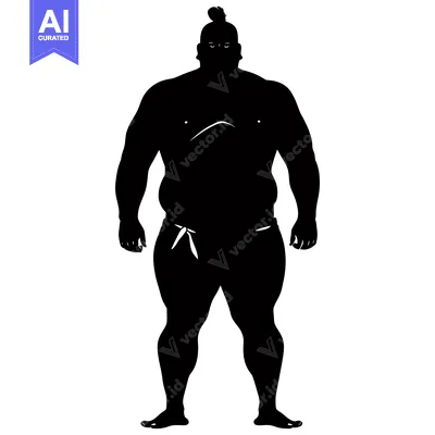 Silhouette of a Muscular Man with a Top Knot Hairstyle