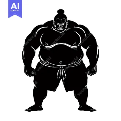 Popular premium asset: Black and White Silhouette of a Sumo Wrestler