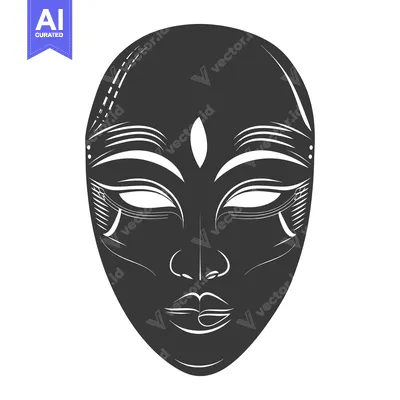 Aset desain premium: Black and White Mask with Tribal Design Elements