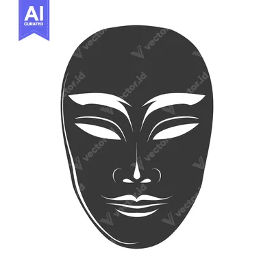 Black and White Silhouette of a Mask with a Neutral Expression