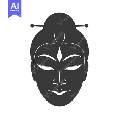 Aset desain premium: Black and White Silhouette of a Woman's Face with a Third Eye
