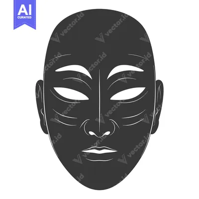 Aset premium populer: A Black and White Illustration of a Human Face with Closed Eyes