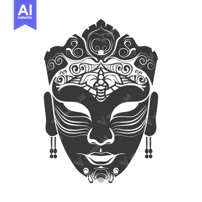 Aset premium populer: Ornate Black and White Mask with Intricate Details