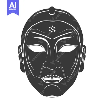 Aset premium populer: Black and White Stylized Illustration of a Face with a Dot on the Fore