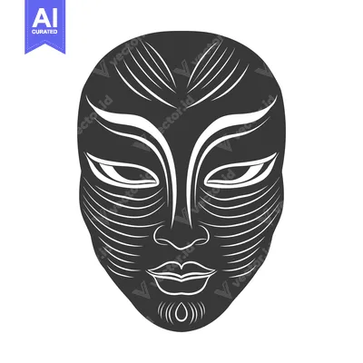 Popular premium asset: Black and white stylized illustration of a face with a goatee