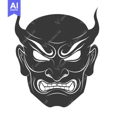 Popular premium asset: Black and White Illustration of an Oni Mask
