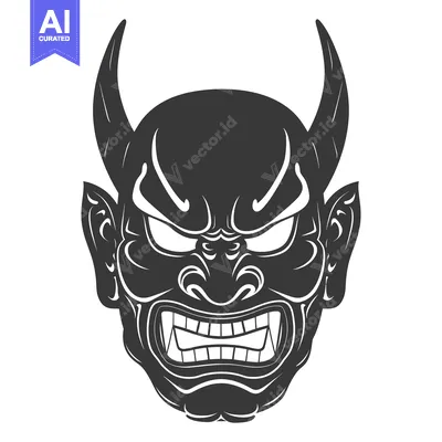 Popular premium asset: An Illustrated Black and White Japanese Demon Mask