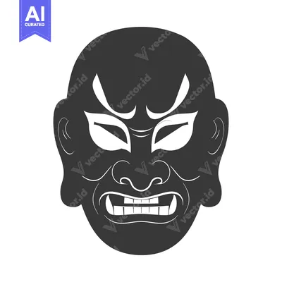 Popular premium asset: Black and White Japanese Mask with Fangs
